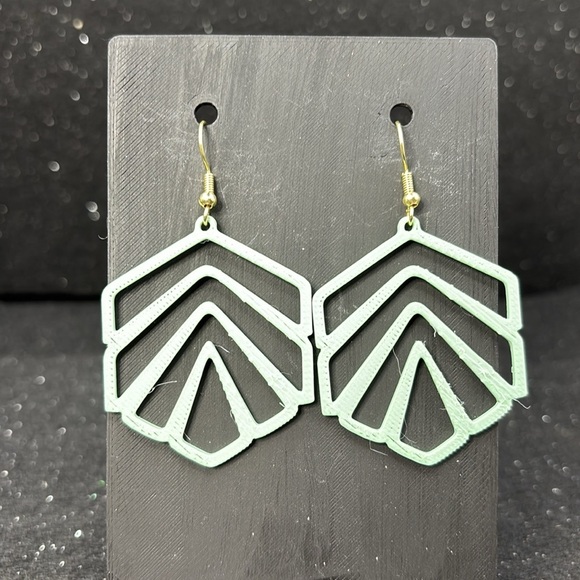 Mint Green Geometric Earrings - Picture 4 of 5